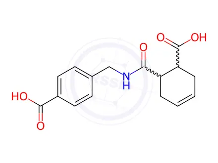 Chemical structure of Benzoic acid, 4-[[[(6-carboxy-3-cyclohexen-1-yl)carbonyl]amino]methyl]-