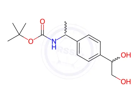 Chemical structure of Carbamic acid, N-[1-[4-(1,2-dihydroxyethyl)phenyl]ethyl]-, 1,1-dimethylethyl ester