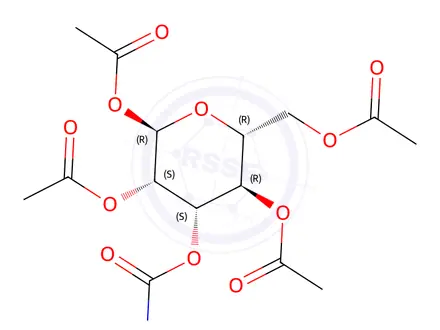 Chemical structure of (2R,3S,4S,5R,6R)-6-(acetoxymethyl)-4-(carbamoyloxy)tetrahydro-2H-pyran-2,3,5-triyl triacetate