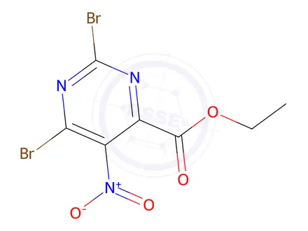 Chemical structure of Ethyl 2,6-dibromo-5-nitropyrimidine-4-carboxylate