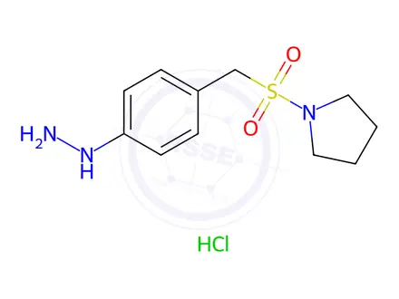 Chemical structure of 4-(pyrrolidino Sulfonyl Methyl) phenyl Hydrazine Hydrochloride