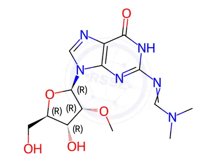 Chemical structure of Guanosine, N-[(diMethylaMino)Methylene]-2'-O-Methyl-