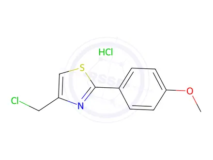 Chemical structure of 4-(Chloromethyl)-2-(4-methoxyphenyl)-1,3-thiazole--hydrogen chloride (1/1)