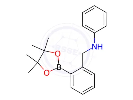 Chemical structure of N-(2-(4,4,5,5-Tetramethyl-1,3,2-dioxaborolan-2-yl)benzyl)aniline