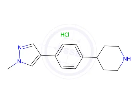 Chemical structure of 4-(4-(1-Methyl-1H-pyrazol-4-yl)phenyl)piperidine hydrochloride