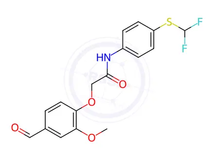 Chemical structure of N-{4-[(difluoromethyl)sulfanyl]phenyl}-2-(4-formyl-2-methoxyphenoxy)acetamide