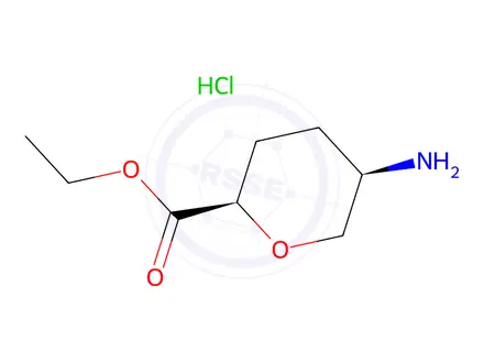 Chemical structure of Ethyl (2R,5R)-5-aminotetrahydro-2H-pyran-2-carboxylate hydrochloride