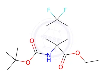 Chemical structure of ethyl 1-(tert-butoxycarbonylamino)-4,4-difluorocyclohexanecarboxylate