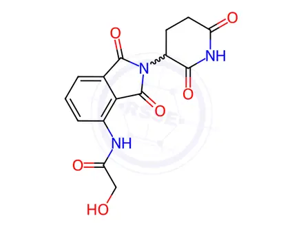 Chemical structure of N-[2-(2,6-dioxo-3-piperidyl)-1,3-dioxo-isoindolin-4-yl]-2-hydroxy-acetamide