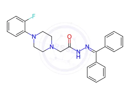 Chemical structure of N'-(Diphenylmethylidene)-2-[4-(2-fluorophenyl)piperazin-1-yl]acetohydrazide