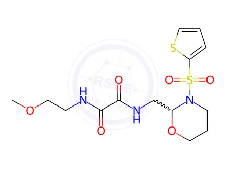Chemical structure of N1-(2-Methoxyethyl)-N2-((3-(thiophen-2-ylsulfonyl)-1,3-oxazinan-2-yl)methyl)oxalamide