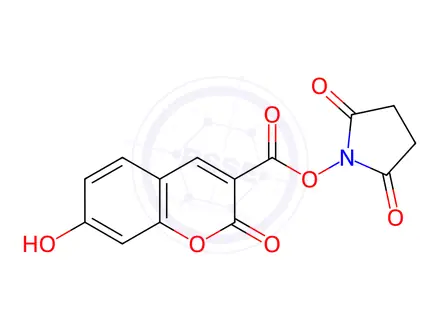 Chemical structure of 7-Hydroxycoumarin-3-carboxylic Acid N-Succinimidyl Ester