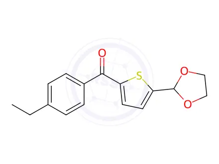 Chemical structure of (5-(1,3-Dioxolan-2-yl)thiophen-2-yl)(4-ethylphenyl)methanone