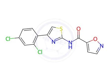 Chemical structure of N-(4-(2,4-Dichlorophenyl)thiazol-2-yl)isoxazole-5-carboxamide