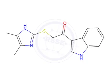 Chemical structure of 2-((4,5-Dimethyl-1H-imidazol-2-yl)thio)-1-(1H-indol-3-yl)ethan-1-one