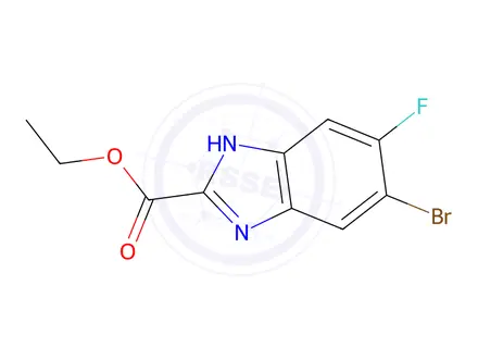 Chemical structure of Ethyl 5-bromo-6-fluoro-1h-1,3-benzodiazole-2-carboxylate