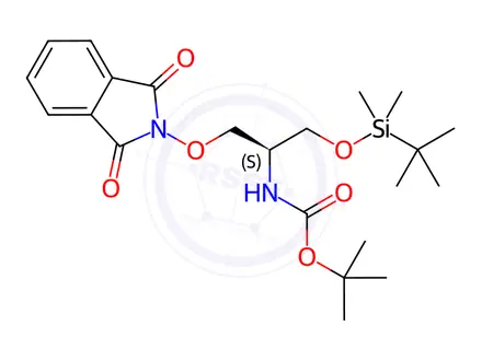 Chemical structure of Carbamic acid, N-[(1S)-2-[(1,3-dihydro-1,3-dioxo-2H-isoindol-2-yl)oxy]-1-[[[(1,1-dimethylethyl)dimethylsilyl]oxy]methyl]ethyl]-, 1,1-dimethylethyl ester