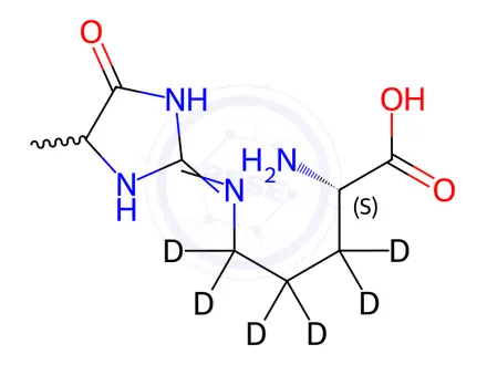 Chemical structure of N5-(5-Hydro-5-methyl-4-imidazolon-2-yl) L-Ornithine-d6