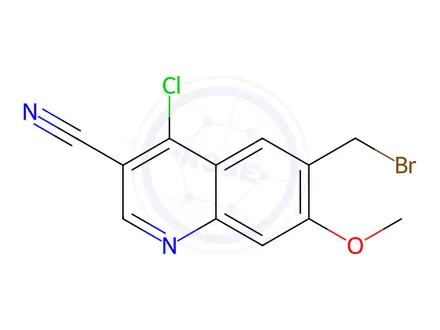 Chemical structure of 6-(Bromomethyl)-4-chloro-7-methoxyquinoline-3-carbonitrile