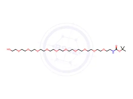Chemical structure of tert-Butyl (32-hydroxy-3,6,9,12,15,18,21,24,27,30-decaoxadotriacontyl)carbamate