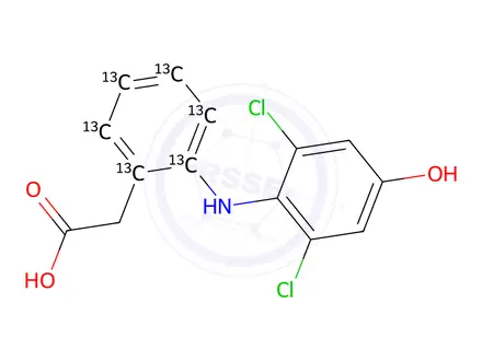 Chemical structure of 4'-Hydroxydiclofenac-13C6