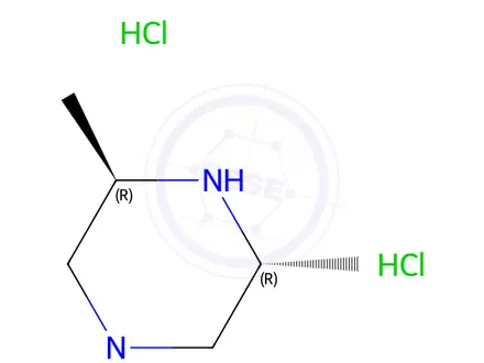 Chemical structure of (3R,5R)-1,3,5-trimethylpiperazine dihydrochloride