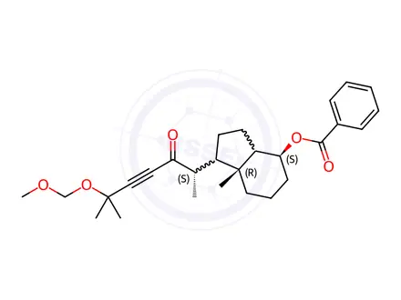 Chemical structure of Benzoic acid 1S-(5-methoxymethoxy-1S,5-dimethyl-2-oxo-hex-3-ynyl)-7R-methyl-octahydro-inden-4-yl ester