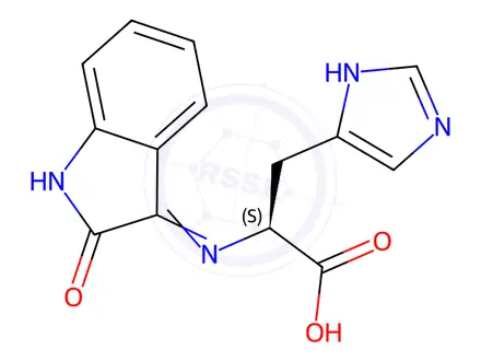 Chemical structure of L-Histidine, N-(1,2-dihydro-2-oxo-3H-indol-3-ylidene)-