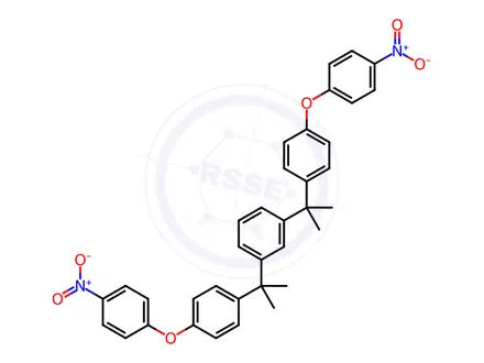 Chemical structure of Benzene, 1,3-bis[1-methyl-1-[4-(4-nitrophenoxy)phenyl]ethyl]-