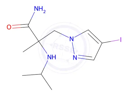 Chemical structure of 3-(4-Iodo-1h-pyrazol-1-yl)-2-(isopropylamino)-2-methylpropanamide