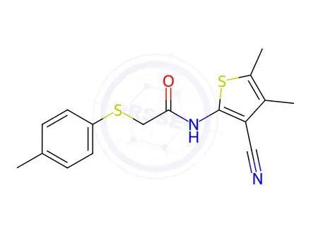Chemical structure of N-(3-Cyano-4,5-dimethylthiophen-2-yl)-2-(p-tolylthio)acetamide