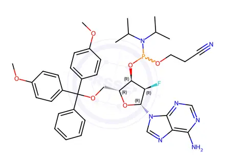 Chemical structure of Phosphoramidites Impurity 28 (5'DMT-2'F-dA CEP)