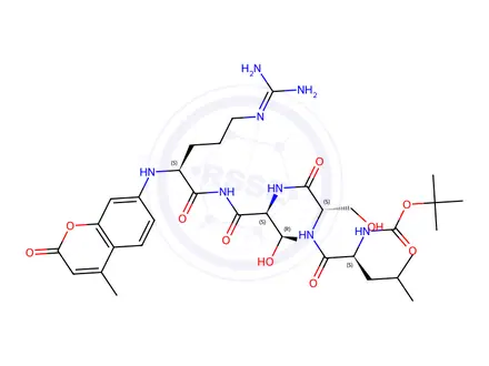 Chemical structure of Boc-Leu-Ser-Thr-Arg-AMC trifluoroacetate salt