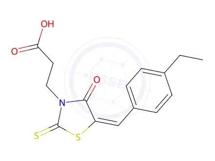 Chemical structure of 3-(5-(4-Ethylbenzylidene)-4-oxo-2-thioxothiazolidin-3-yl)propanoic acid