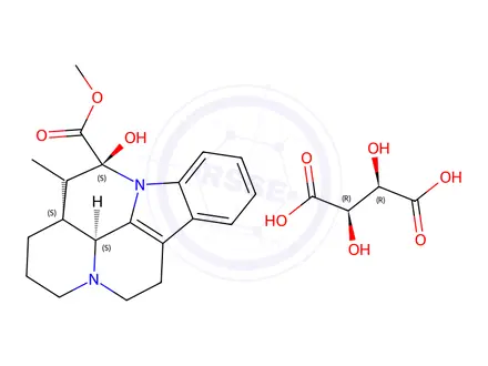 Chemical structure of methyl (3alpha,14beta,16alpha)-14,15-dihydro-14-hydroxyeburnamenine-14-carboxylate, [R-(R*,R*)]-tartrate (1:1)