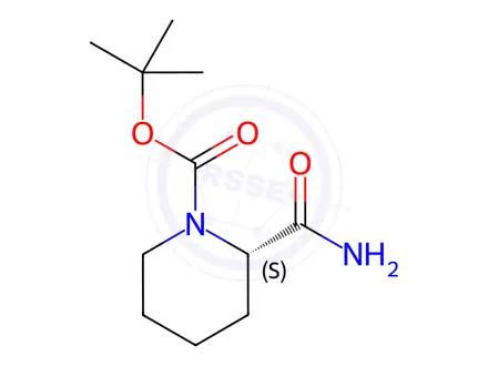 Chemical structure of (S)-tert-Butyl 2-carbamoylpiperidine-1-carboxylate