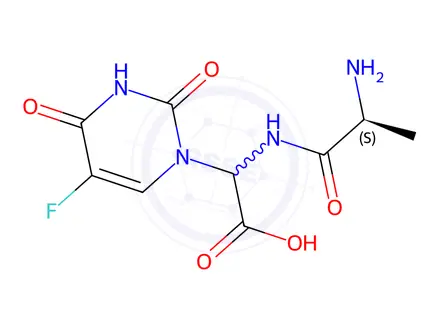 Chemical structure of Glycine, N-L-alanyl-2-(5-fluoro-3,4-dihydro-2,4-dioxo-1(2H)-pyrimidinyl)-(9CI)