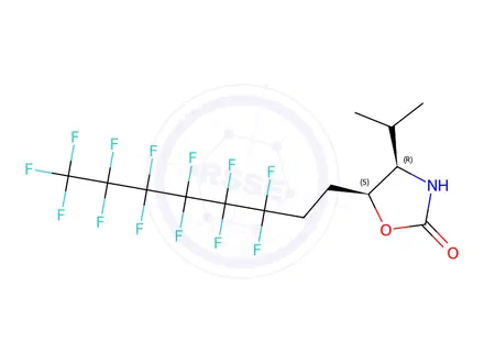Chemical structure of (4R,5S)-4-isopropyl-5-(3,3,4,4,5,5,6,6,7,7,8,8,8-tridecafluorooctyl)oxazolidin-2-one