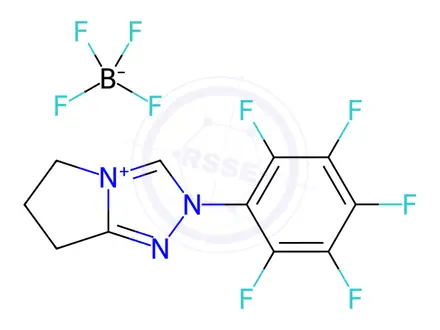 Chemical structure of 6,7-Dihydro-2-pentafluorophenyl-5H-pyrrolo[2,1-c]-1,2,4-triazolium Tetrafluoroborate