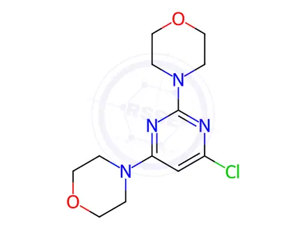 Chemical structure of 4-[4-chloro-6-(morpholin-4-yl)pyrimidin-2-yl]morpholine