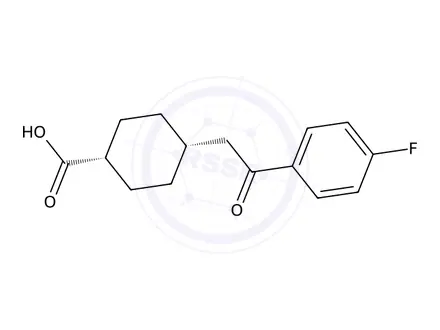 Chemical structure of cis-4-[2-(4-Fluorophenyl)-2-oxoethyl]-cyclohexane-1-carboxylic acid