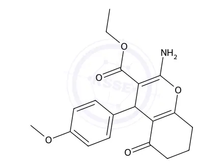 Chemical structure of Ethyl 2-amino-4-(4-methoxyphenyl)-5-oxo-5,6,7,8-tetrahydro-4H-chromene-3-carboxylate