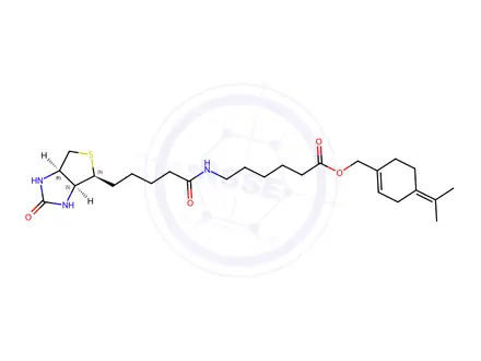 Chemical structure of (4-(Propan-2-ylidene)cyclohex-1-en-1-yl)methyl 6-(5-((3aS,4S,6aR)-2-Oxohexahydro-1H-thieno[3,4-d]imidazol-4-yl)pentanamido)hexanoate