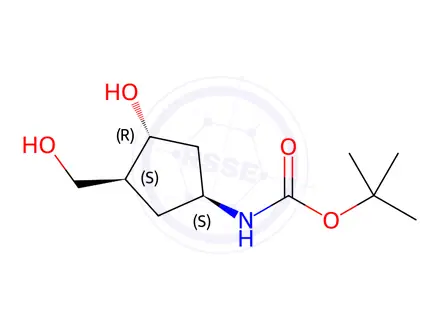 Chemical structure of CARBAMIC ACID, N-[(1S,3R,4S)-3-HYDROXY-4-(HYDROXYMETHYL)CYCLOPENTYL]-1,1-DIMETHYLETHYL ESTER