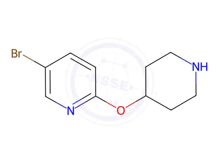 Chemical structure of 5-bromo-2-(piperidin-4-yloxy)pyridine hydrochloride