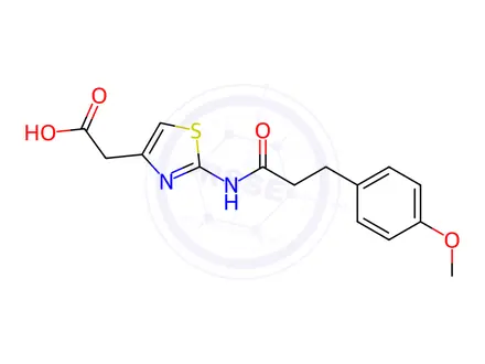 Chemical structure of (2-{[3-(4-Methoxyphenyl)propanoyl]amino}-1,3-thiazol-4-yl)acetic acid