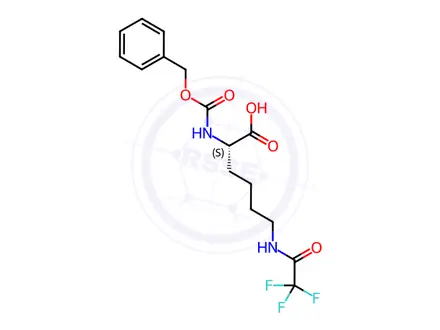 Chemical structure of (2S)-2-(phenylmethoxycarbonylamino)-6-[(2,2,2-trifluoroacetyl)amino]hexanoic acid
