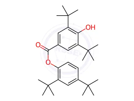 Chemical structure of 2,4-Di-t-butylphenyl 3,5-Di-t-butyl-4-hydroxybenzoate