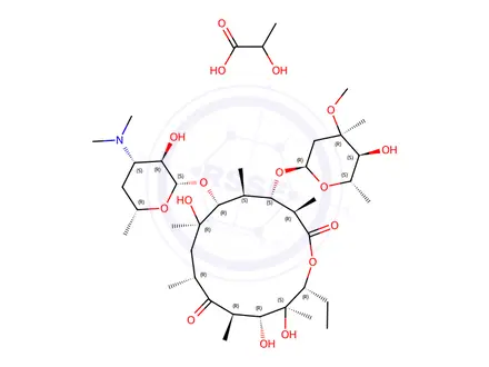 Chemical structure of Erythromycin, 2-hydroxypropanoate (salt)