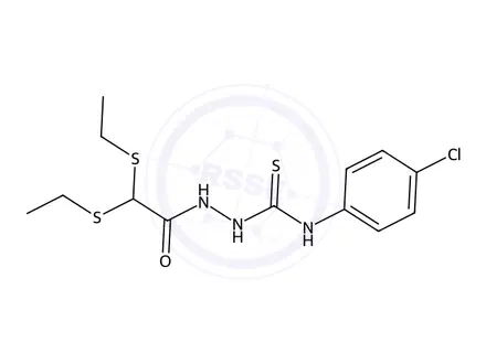 Chemical structure of 2-(2,2-Bis(ethylthio)acetyl)-N-(4-chlorophenyl)hydrazine-1-carbothioamide